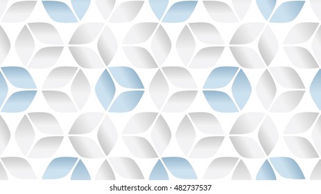 Light Blue and Gray Seamless Abstract 3D Square Background with Cubes Arranged in Hexagon Pattern with Gradients