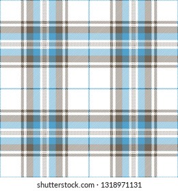 Light blue and gray tartan plaid. Trendy Scottish cage textile pattern.