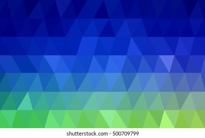 Light blue, green abstract mosaic template. Geometric illustration in Origami style with gradient.  Brand-new design for your business.