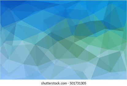 Light blue, green abstract mosaic background. Shining illustration, which consist of triangles. The best triangular design for your business.