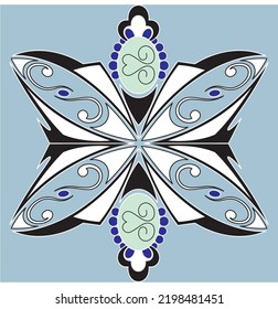 light blue green background with white abstract shape