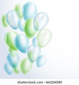 light blue and green balloons background. vector illustration