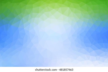 Light blue, green blurry triangle pattern. Shining colored illustration in a brand-new style. Triangular pattern for your business design.