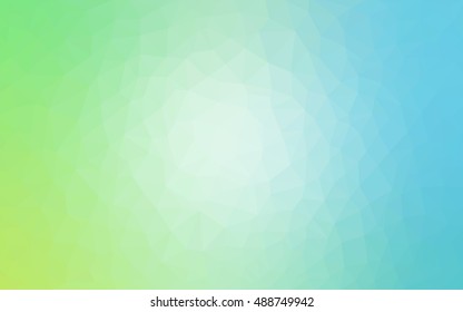 Light blue, green blurry triangle pattern. Shining colored illustration in a brand-new style. Triangular pattern for your business design.