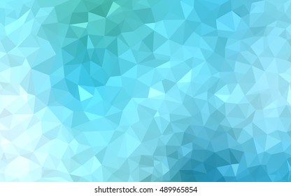 Light blue, green blurry triangle background. Shining illustration, which consist of triangles. The elegant pattern can be used as part of a brand book.