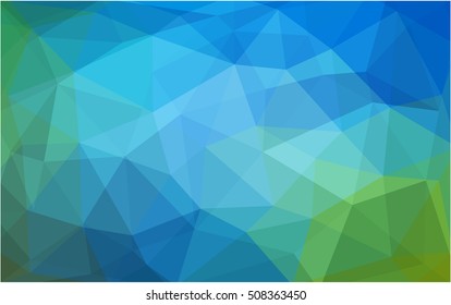 Light blue, green blurry triangle background. Shining colored illustration in a brand-new style. Triangular pattern for your business design.