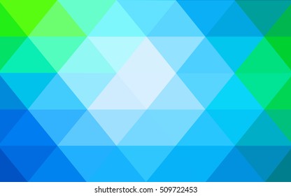 Light blue, green blurry triangle template. A vague abstract illustration with gradient. The template can be used as a background for cell phones.