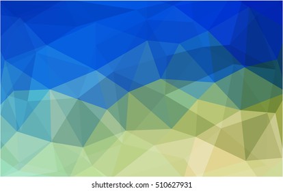 Light blue, green blurry triangle template. Geometric illustration in Origami style with gradient.  The template can be used as a background for cell phones.