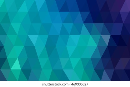 Light blue, green low poly pattern. Shining illustration, which consist of triangles. The elegant pattern can be used as part of a brand book.