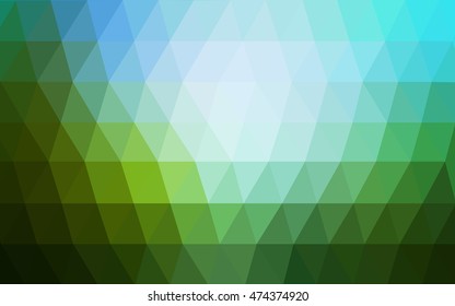 Light blue, green low poly pattern. Geometric illustration in Origami style with gradient.  The best triangular design for your business.
