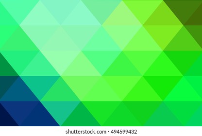 Light blue, green low poly pattern. Shining illustration, which consist of triangles. A completely new template for your business design.