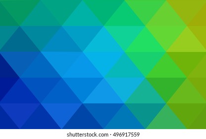 Light blue, green low poly pattern. Shining illustration, which consist of triangles. The elegant pattern can be used as part of a brand book.