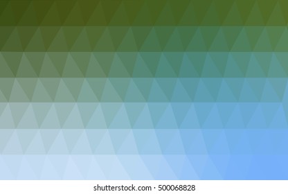 Light blue, green low poly template. Shining illustration, which consist of triangles. A new texture for your design.