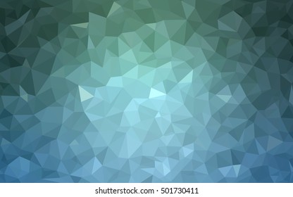 Light blue, green low poly background. Shining illustration, which consist of triangles. A completely new template for your business design.