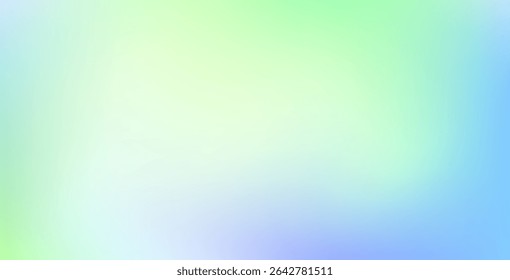 Light blue and green pastel colored gradient background. Abstract spring season blurry vector texture. Nature gradation pattern. Aesthetic bg. Vector soft horizontal backdrop for poster, header.