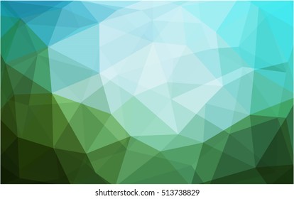 Light blue, green polygon abstract template. Triangular geometric sample with gradient.  Brand-new design for your business.