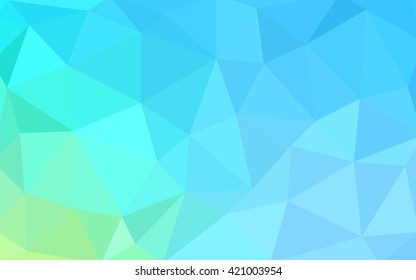 Light blue, green polygonal illustration, which consist of triangles. Triangular design for your business. Geometric background in Origami style with gradient.