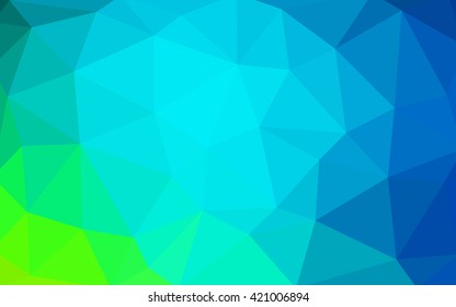 Light blue, green polygonal illustration, which consist of triangles. Triangular design for your business. Geometric background in Origami style with gradient.