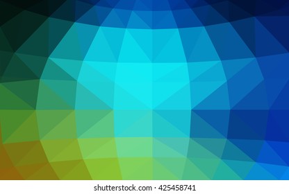 Light blue, green polygonal illustration, which consist of triangles. Triangular design for your business. Geometric background in Origami style with gradient.