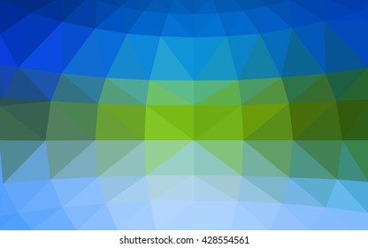 Light blue, green polygonal illustration, which consist of triangles. Triangular design for your business. Geometric background in Origami style with gradient.