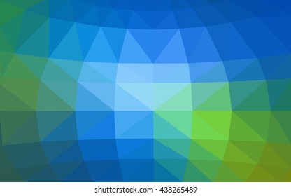 Light blue, green polygonal illustration, which consist of triangles. Triangular design for your business. Geometric background in Origami style with gradient.