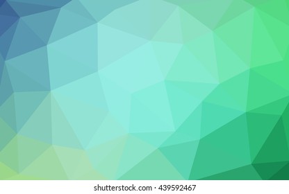 Light blue, green polygonal illustration, which consist of triangles. Triangular design for your business. Geometric background in Origami style with gradient.