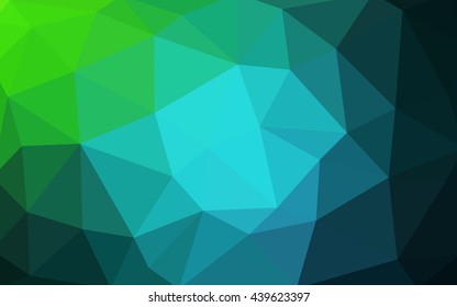 Light blue, green polygonal illustration, which consist of triangles. Triangular design for your business. Geometric background in Origami style with gradient.