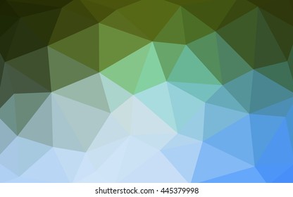 Light blue, green polygonal illustration, which consist of triangles. Triangular design for your business. Geometric background in Origami style with gradient.
