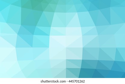 Light blue, green polygonal illustration, which consist of triangles. Triangular design for your business. Geometric background in Origami style with gradient.