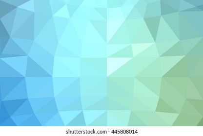 Light blue, green polygonal illustration, which consist of triangles. Triangular design for your business. Geometric background in Origami style with gradient.