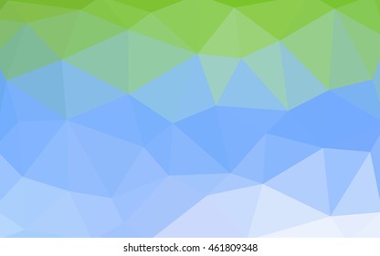 Light blue, green polygonal illustration, which consist of triangles. Triangular design for your business. Geometric background in Origami style with gradient.