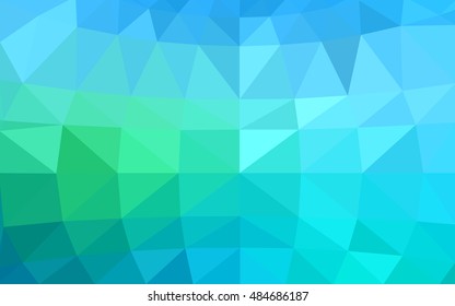 Light blue, green polygonal illustration, which consist of triangles. Triangular design for your business. Geometric background in Origami style with gradient.