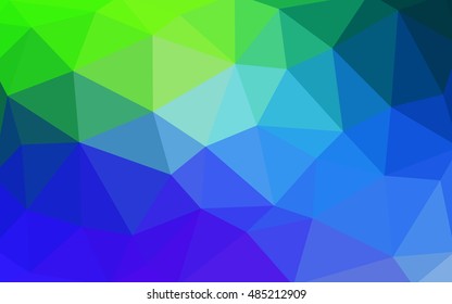 Light blue, green polygonal illustration, which consist of triangles. Triangular design for your business. Geometric background in Origami style with gradient.