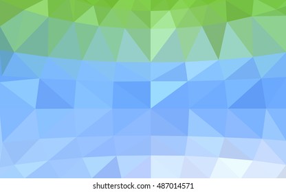 Light blue, green polygonal illustration, which consist of triangles. Triangular design for your business. Geometric background in Origami style with gradient.