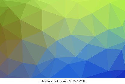 Light blue, green polygonal illustration, which consist of triangles. Triangular design for your business. Geometric background in Origami style with gradient.