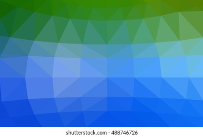 Light blue, green polygonal illustration, which consist of triangles. Triangular design for your business. Geometric background in Origami style with gradient.