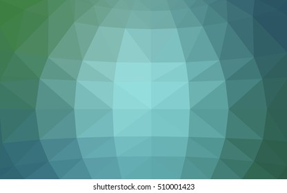 Light blue, green polygonal illustration, which consist of triangles. Triangular design for your business. Geometric background in Origami style with gradient.