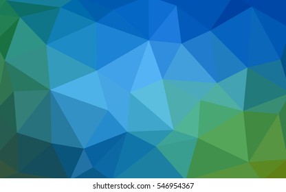 Light blue, green polygonal illustration, which consist of triangles. Triangular design for your business. Geometric background in Origami style with gradient.