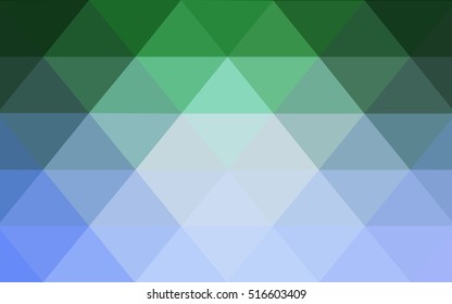 Light blue, green polygonal template. Creative illustration in halftone style with gradient. Brand-new design for your business.