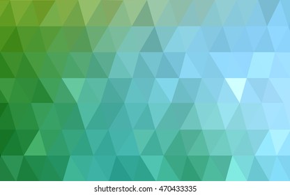 Light blue, green shining triangular template. Shining colored illustration in a brand-new style. The polygonal design can be used for your web site.