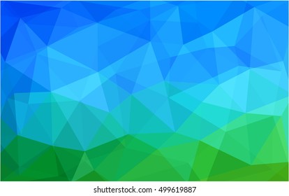 Light blue, green shining triangular template. A sample with polygonal shapes. A completely new template for your business design.