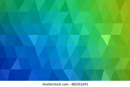 Light blue, green triangle mosaic background. Creative geometric illustration in Origami style with gradient. The best triangular design for your business.