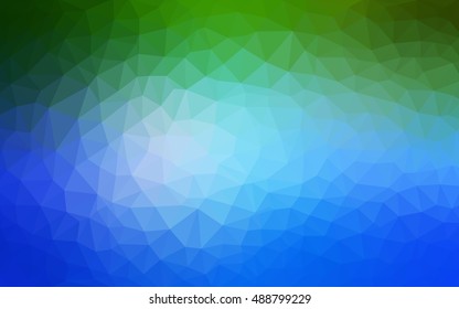Light blue, green triangle mosaic template. Colorful illustration in abstract style with gradient. A completely new template for your business design.