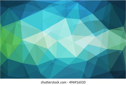 Light blue, green triangle mosaic background. Shining illustration, which consist of triangles. The elegant pattern can be used as part of a brand book.