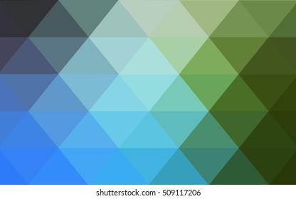 Light blue, green triangle mosaic template. Triangular geometric sample with gradient.  A completely new template for your business design.