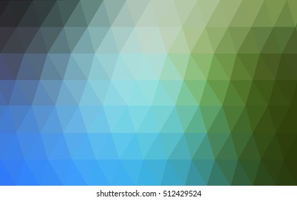 Light blue, green triangle mosaic template. Brand-new colored illustration in blurry style with gradient. The template can be used as a background for cell phones.