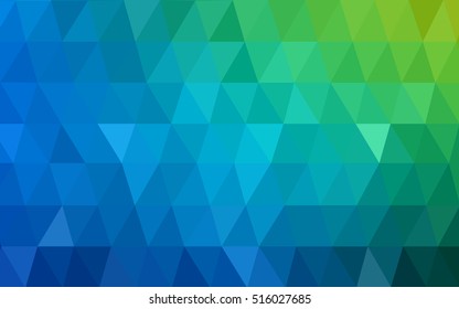 Light blue, green triangle mosaic pattern. Shining illustration, which consist of triangles. The polygonal design can be used for your web site.