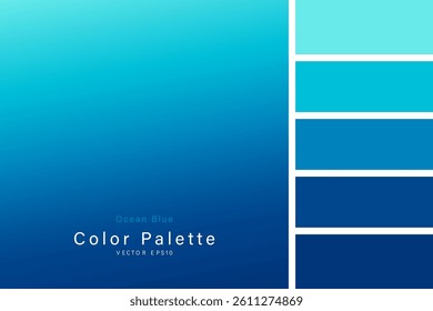 Light blue green turquoise gradient background with color palette guideline, vector design