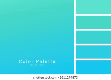 Light blue green turquoise gradient background with color palette guideline, vector design