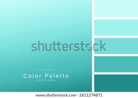 Light blue green turquoise gradient background with color palette guideline, vector design